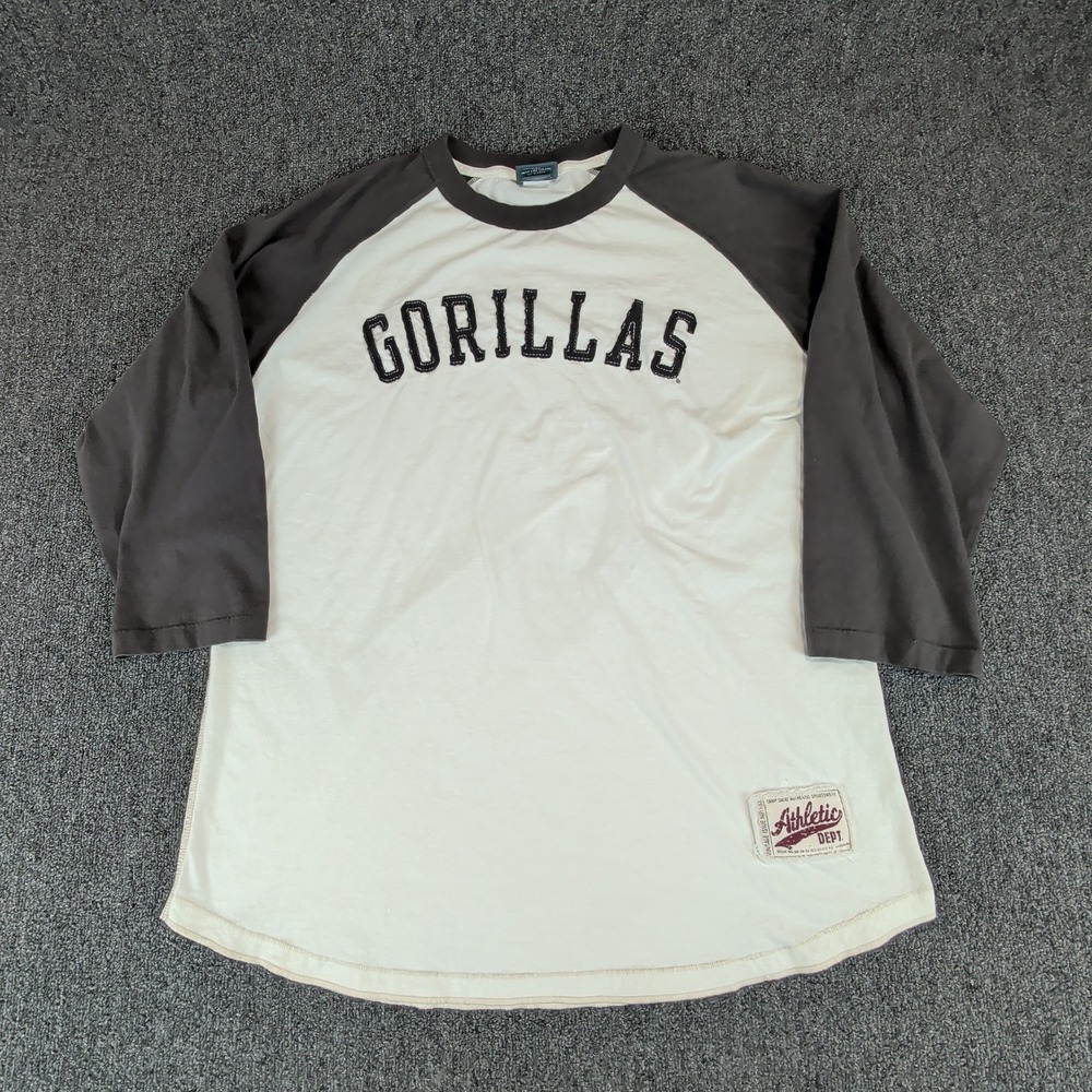 Camp David Mens Gorillas Baseball Tee XL Cotton Grey Cream Single Stitch